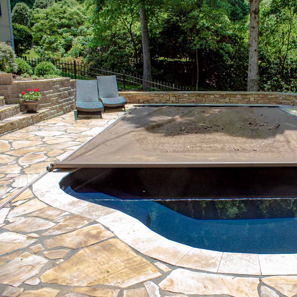 Automatic Swimming Pool Safety Cover for fiberglass pool Automatic Swimming Pool Safety Covers help protect our pool from trash and debris.