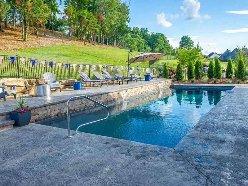 062822-July4Shoot-106 Leisure Pools Pinnacle 40 fiberglass swimming pool decorated for 4th of July