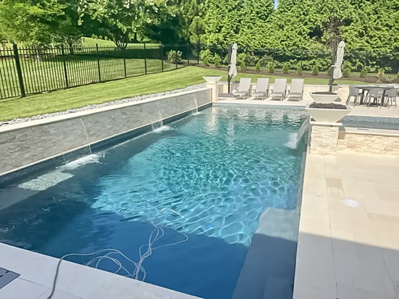 Kevin Sparks POM 1 Leisure Pools Pinnacle 40 fiberglass inground swimming pool with Sorrento Spa