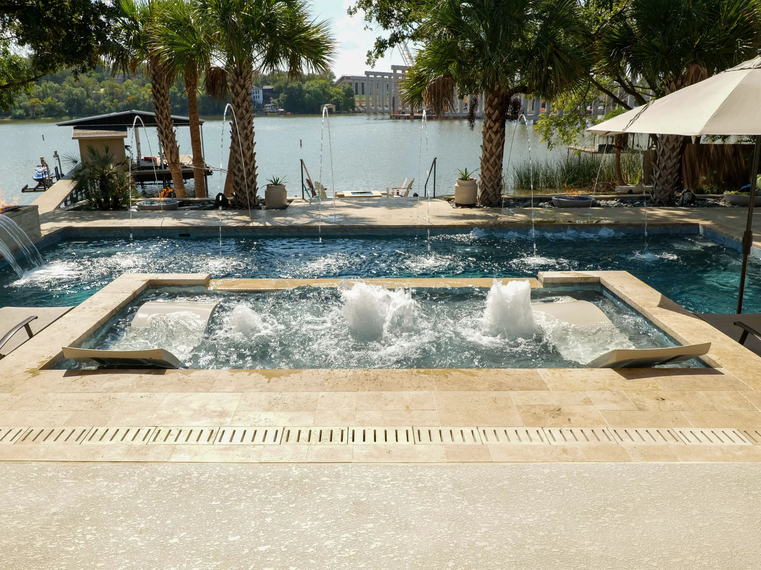 Sept2022POM2 Leisure Pools Supreme 35 inground fiberglass swimming pool with tanning ledge